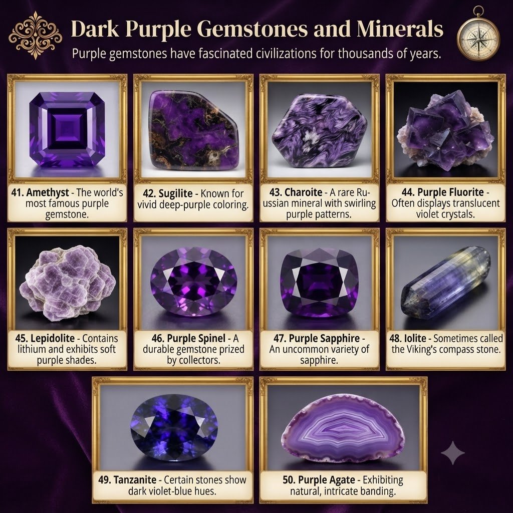 Dark Purple Gemstones and Minerals
